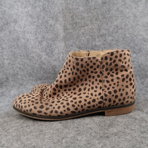 Cat & Jack Shoe Girls 4 Bootie Animal Print Casual Kid Brown Side Zip Ankle Boot - Picture 4 of 12